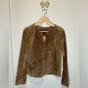 TRYST New York Women’s Leather Shirt Longsleeve Size M‎ Laser Cut Design